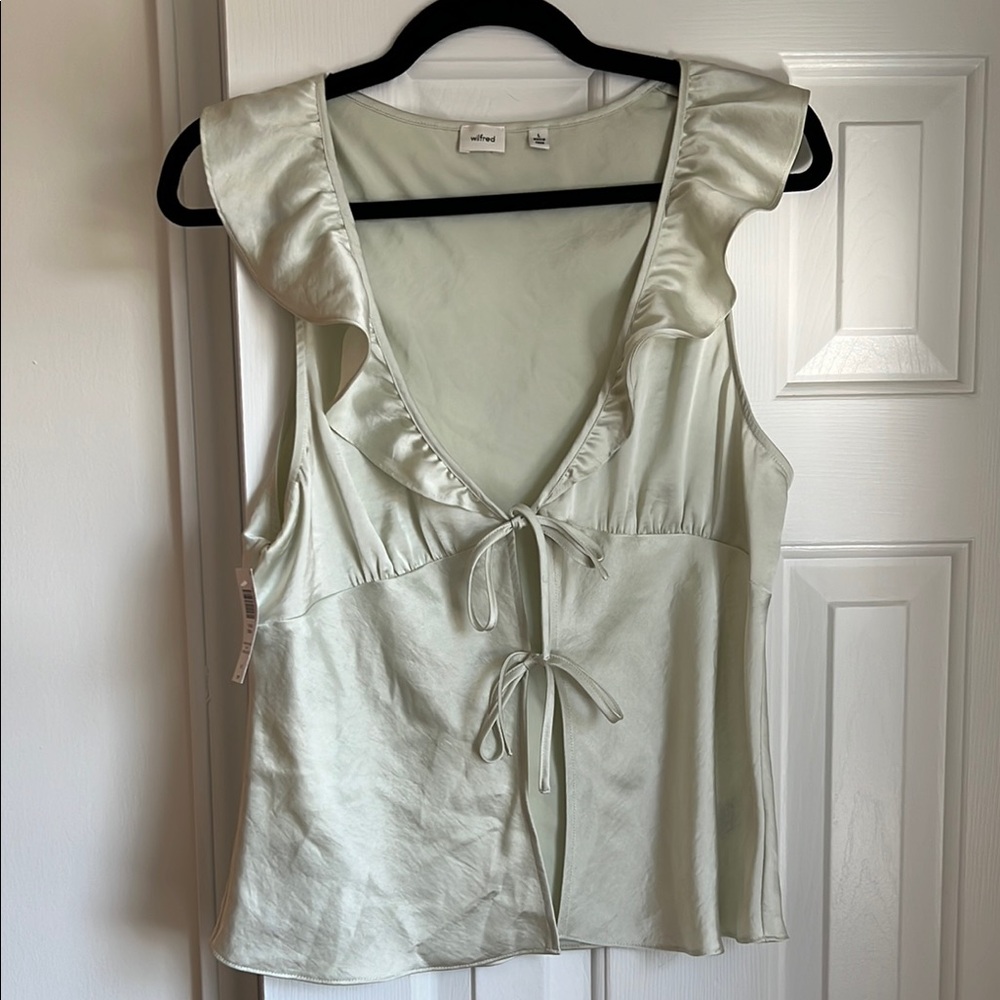 Satin front tie top